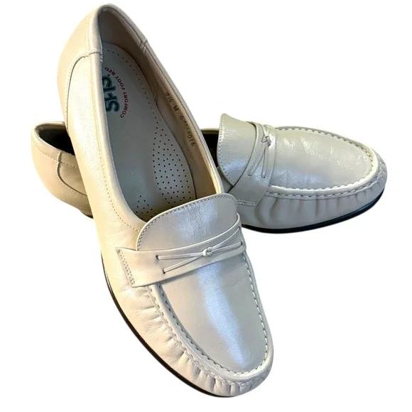 SAS 9.5 Wide Tripad Comfort Loafers Cream Leather - Picture 4 of 9